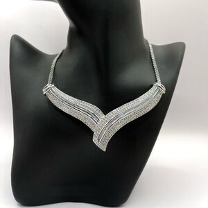 2 CT Natural Diamond Rhodium Evening Necklace